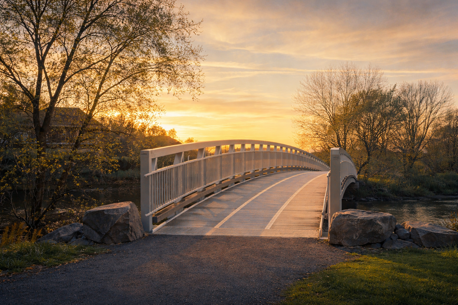 Pont au coucher de soleil